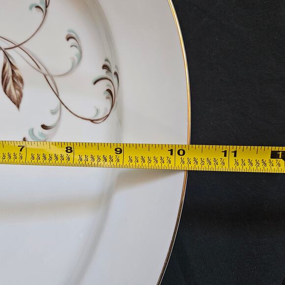 Noritake China Selby Serving Platter Japan 13.5" Gold Trim Handles Leaf Design - Picture 6 of 7